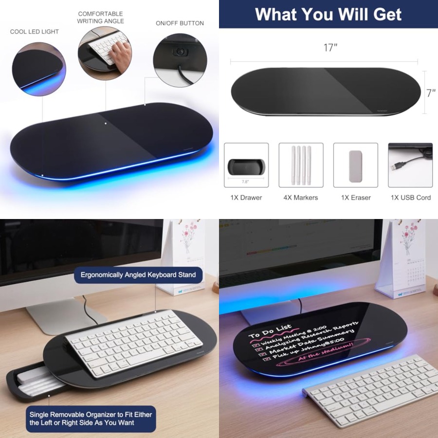 Desk Drawer Small - Cam Masaüstü Beyaz Tahta - 17