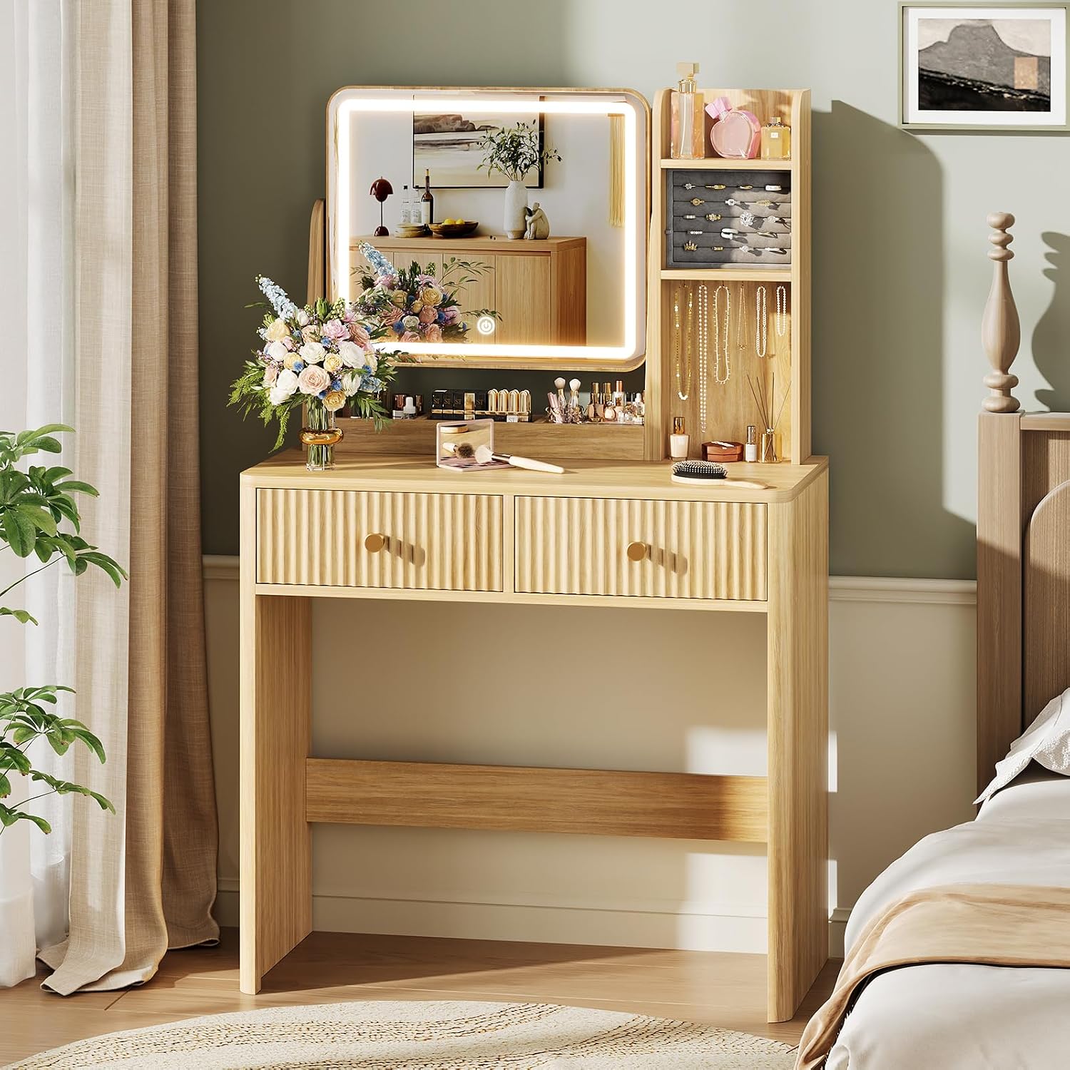 Desk Drawer Small - Aynalı ve Işıklı Oluklu Makyaj Masası,