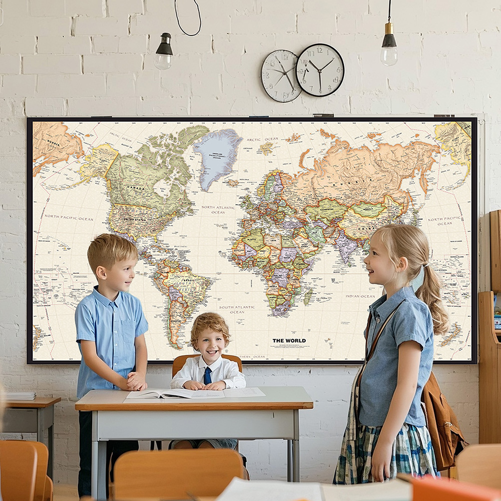 Home Office Backdrop - 150x225 cm Retro Dünya Haritası Fotoğraf