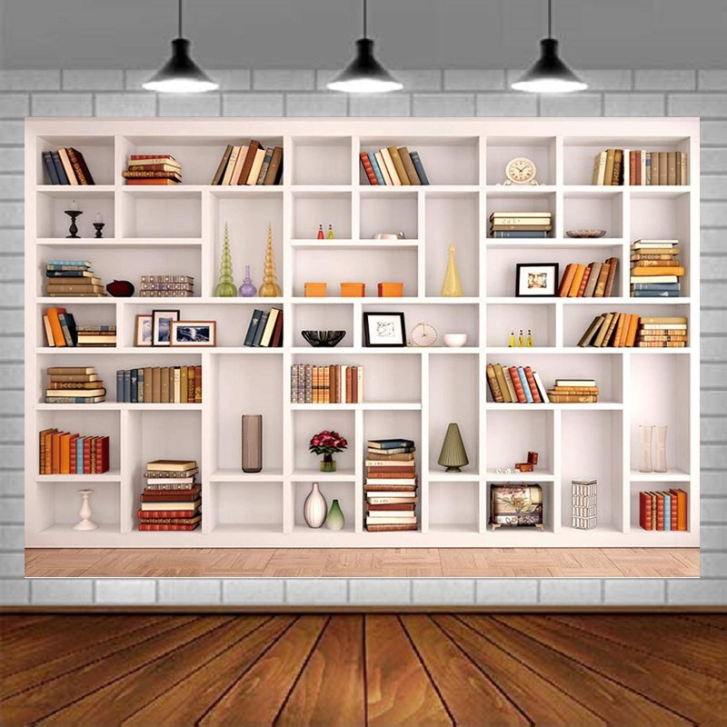 Home Office Zoom Background - Beyaz Kitaplık Fotoğraf Arka Planı Kitaplık