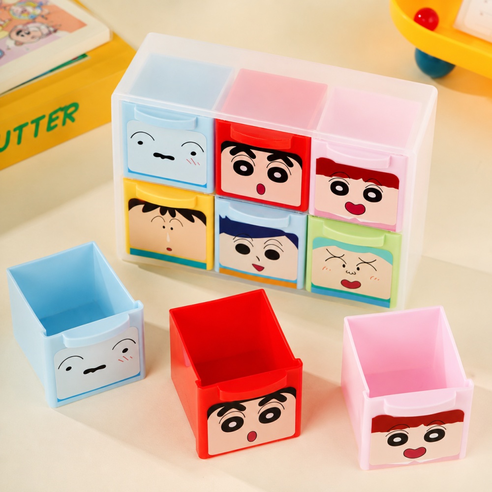 Office Drawer Organizer - Orijinal Crayon Shin-chan 6 Bölmeli Masa