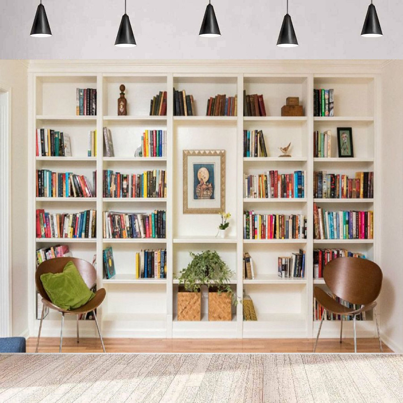 Home Office Zoom Background - Beyaz Kitaplık Fotoğraf Arka Planı Kitaplık
