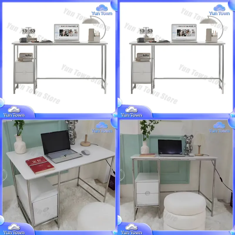 Home Office Of Ikea - Basit Krem Bilgisayar Masası Ev Ofis