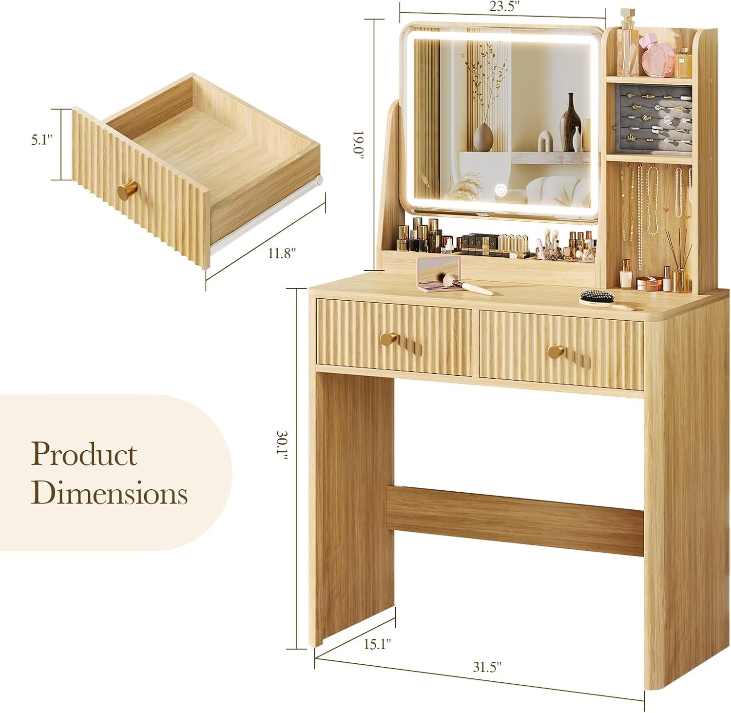 Aynalı ve Işıklı Oluklu Makyaj - Desk Drawer Small incelemesi ve fiyatı