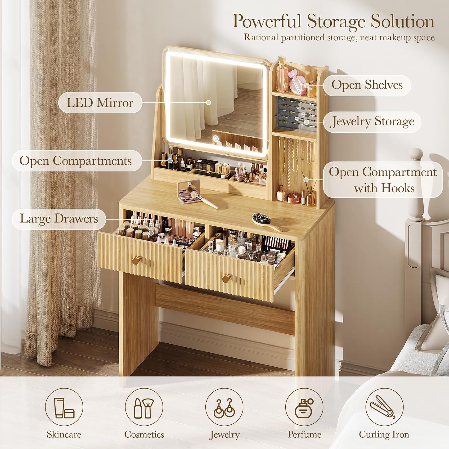 Aynalı ve Işıklı Oluklu Makyaj - Desk Drawer Small incelemesi ve fiyatı