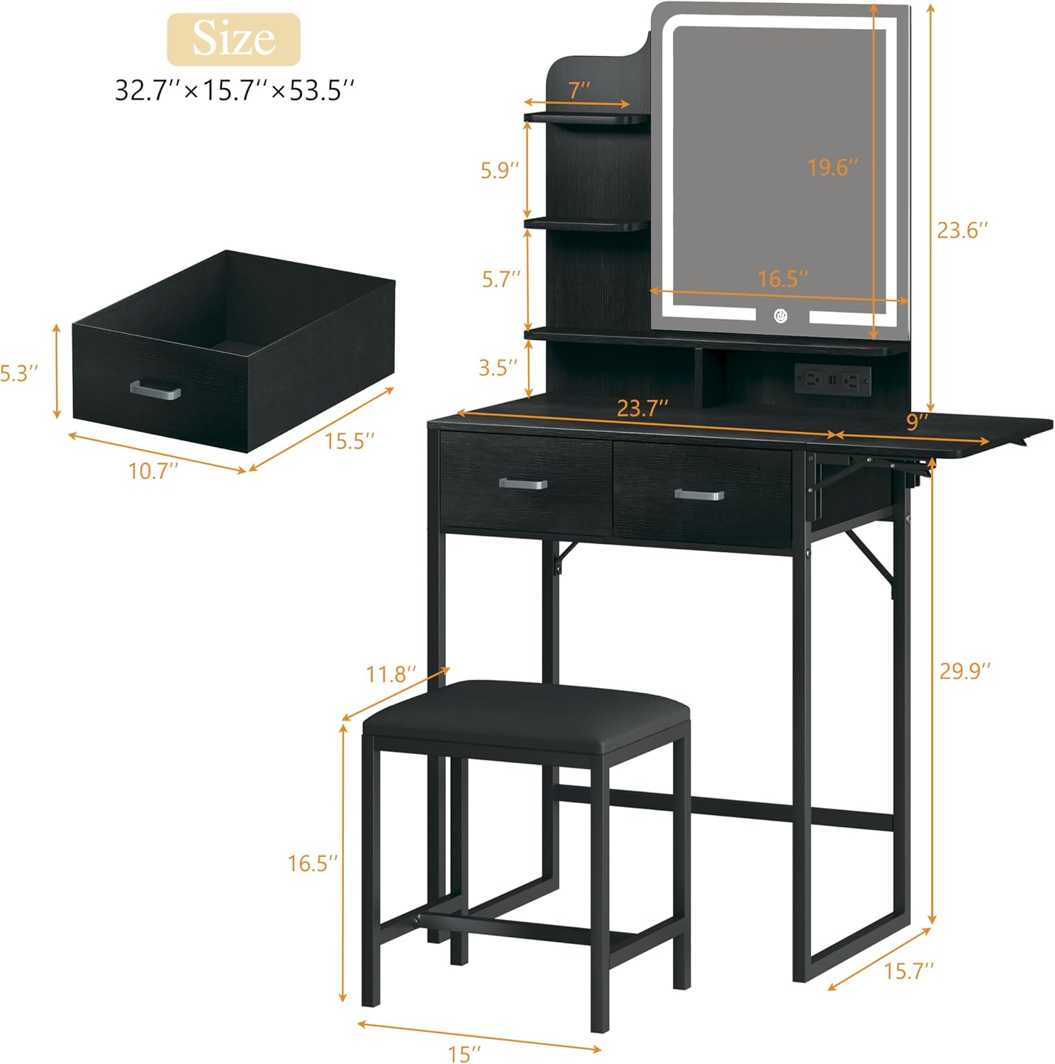 Aynalı ve Işıklı Makyaj Masası - Desk Drawer Small incelemesi ve fiyatı