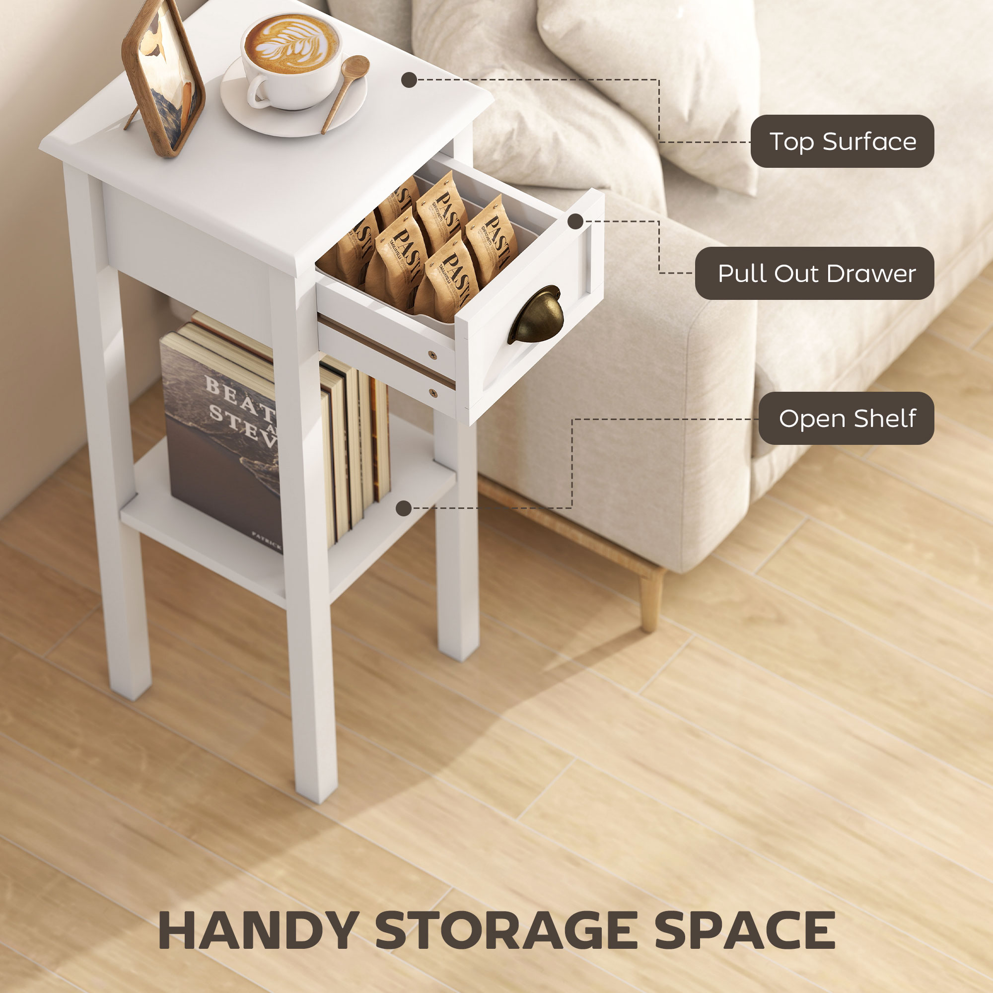 Homcom Dar Uçlu Sehpa, Çekmece - Desk Drawer Small incelemesi ve fiyatı