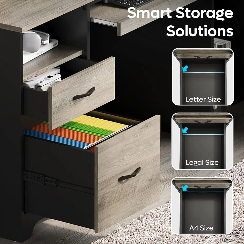 Gri 59 inçlik Yönetici Masası, - Drawer Pedestal Cabinet incelemesi ve fiyatı